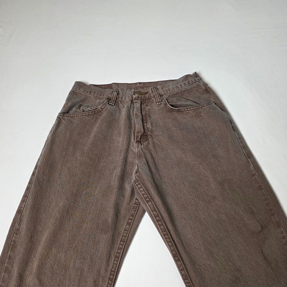 Wrangler Regular Fit Jeans Mens 33 Brown Faded Cotton Denim Hemmed